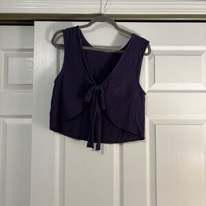 Kimchi Navy  Tie-Front Crop Top